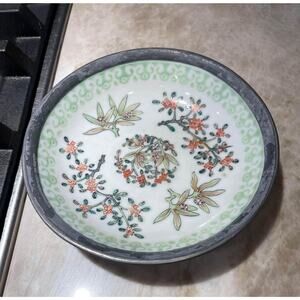 Vintage Japanese ACF Porcelain Ware bowl handpainted in Hong Kong pewter